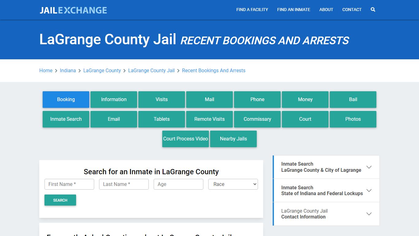 LaGrange County Jail Recent Bookings And Arrests - Jail Exchange